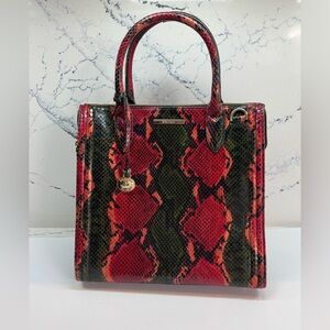 Red and Black Brahmin Mini Asher Snakeskin Pattern Women's Bag